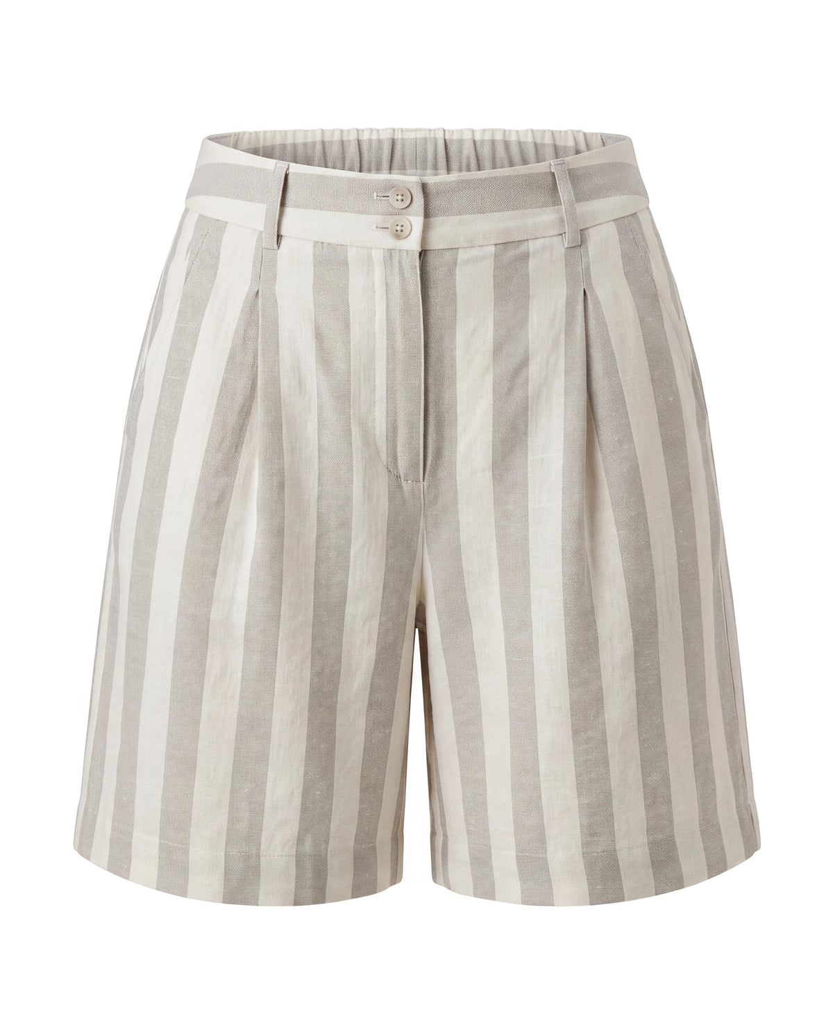 Linased lühikesed püksid Carrie Striped - lightgrey/ivory mannekeen eest